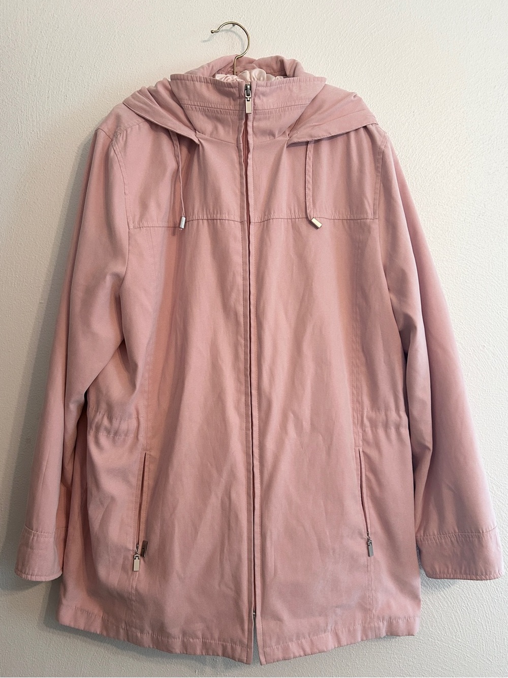 London Fog Dusty Pink Hooded Zip-Front Utility Jacket/ Rain Coat XL